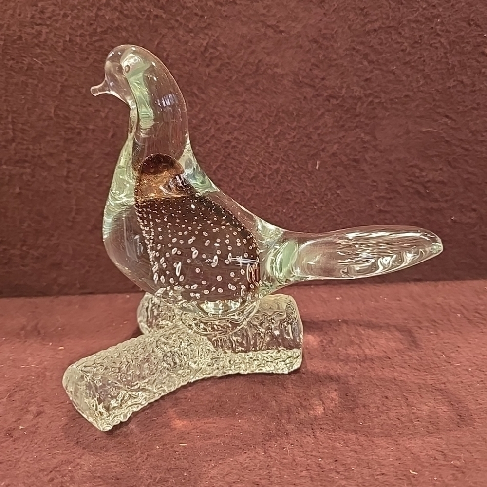 Vtg Art Glass Murano Bird on Branch Centerpiece